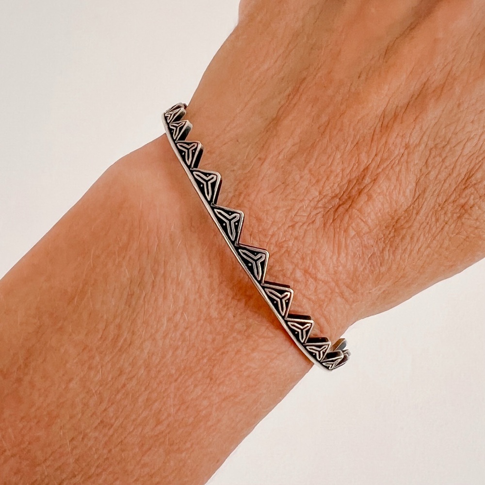 Bohemian Sterling Silver Bangle Bracelet